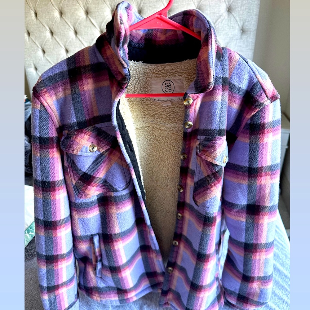 Sage Purple fleeced winter flannel type sweater
